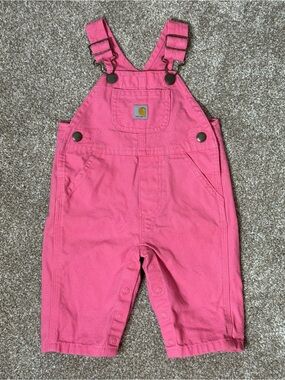 Carhartt Baby Girl Pink Canvas Bib Overalls 3M Cotton Workwear Farm Country